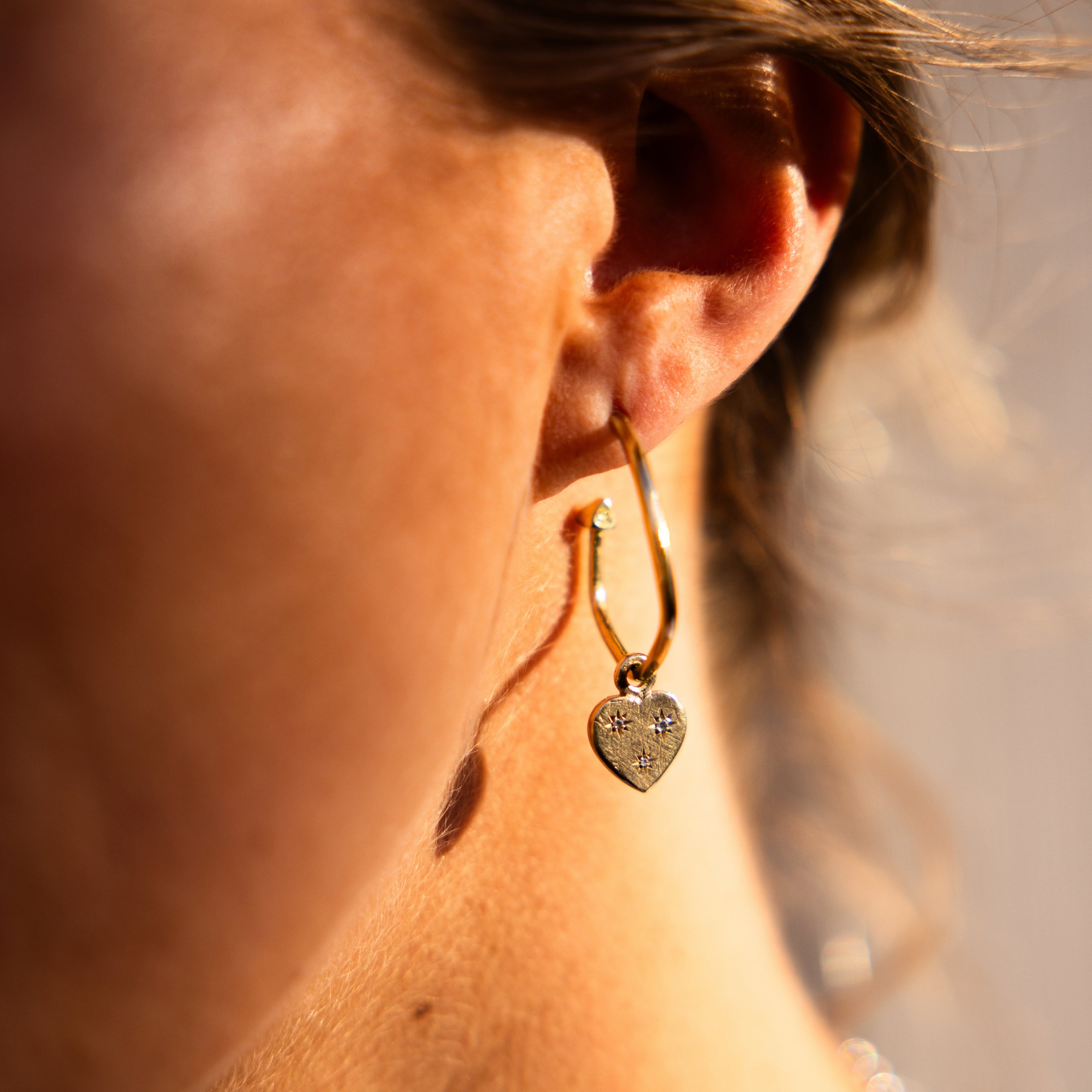 Gold Trio Diamond Midnight Keeper's Heart Earring Charms