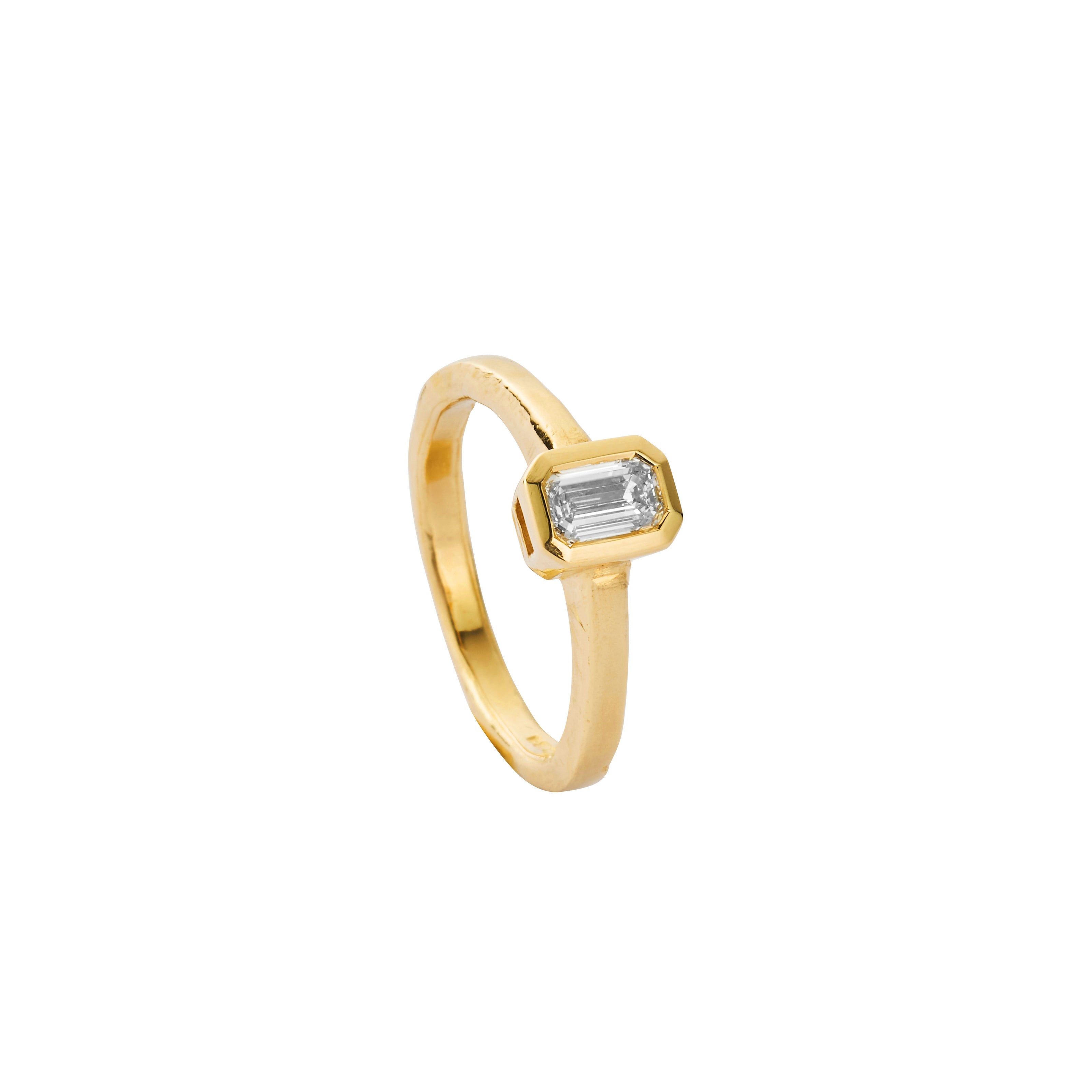 'The Heirloom' 18ct Gold Emerald 0.5ct Lab Grown Diamond Bezel Engagement Ring