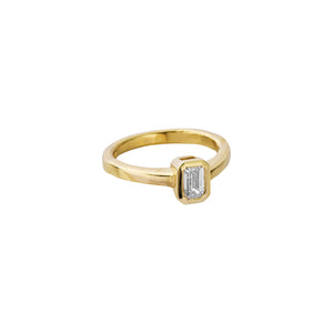 'The Heirloom' 18ct Gold Emerald 0.5ct Lab Grown Diamond Bezel Engagement Ring