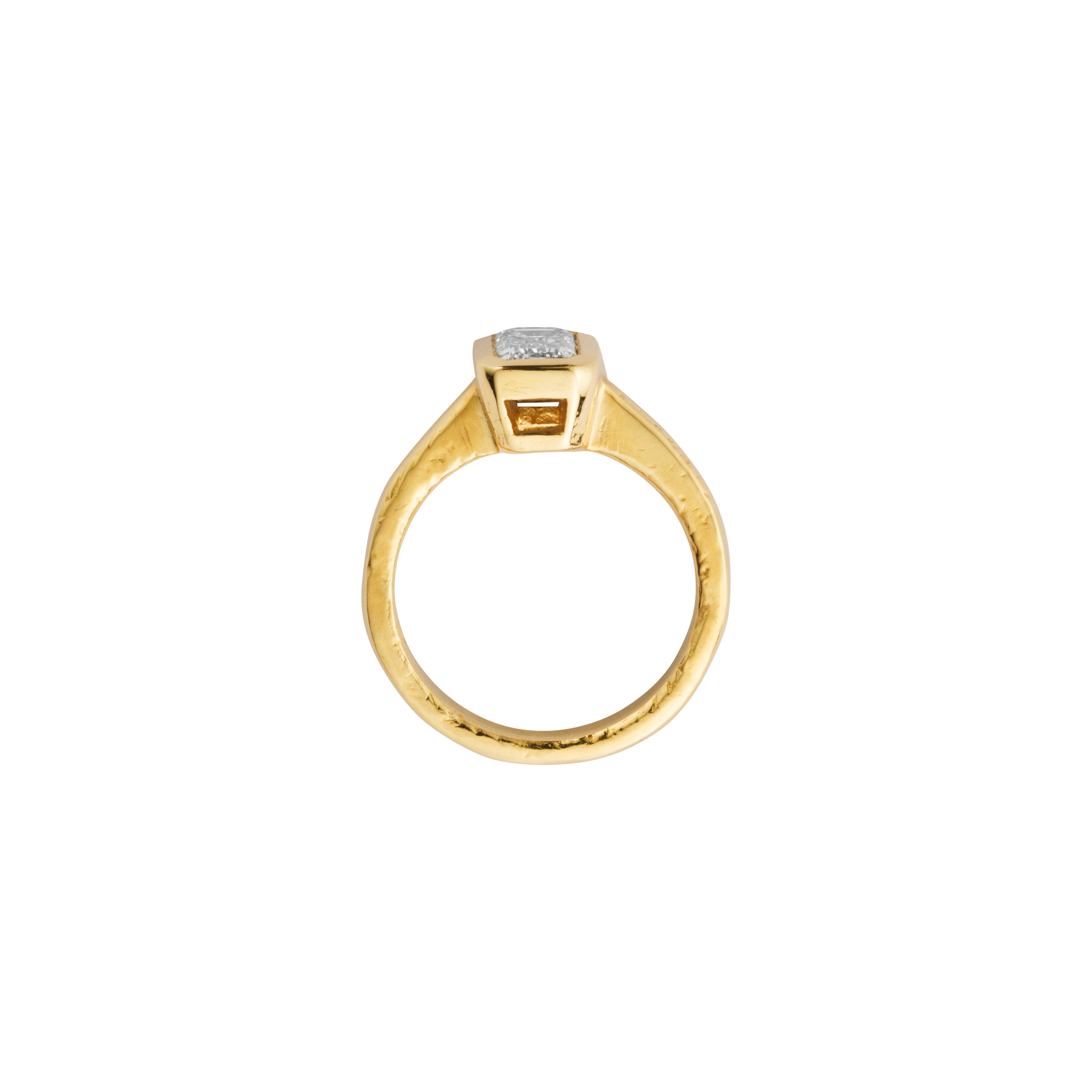 'The Heirloom' 18ct Gold Emerald 1ct Natural Diamond Bezel Engagement Ring