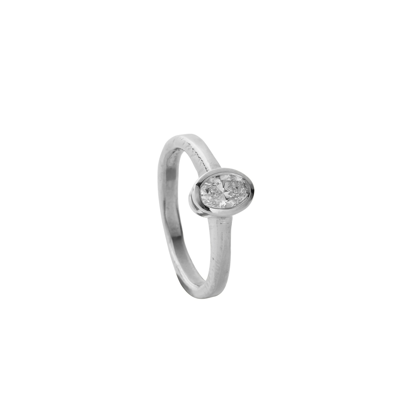 'The Story' 18ct White Gold Oval 0.5ct Lab Grown Diamond Bezel Engagement Ring