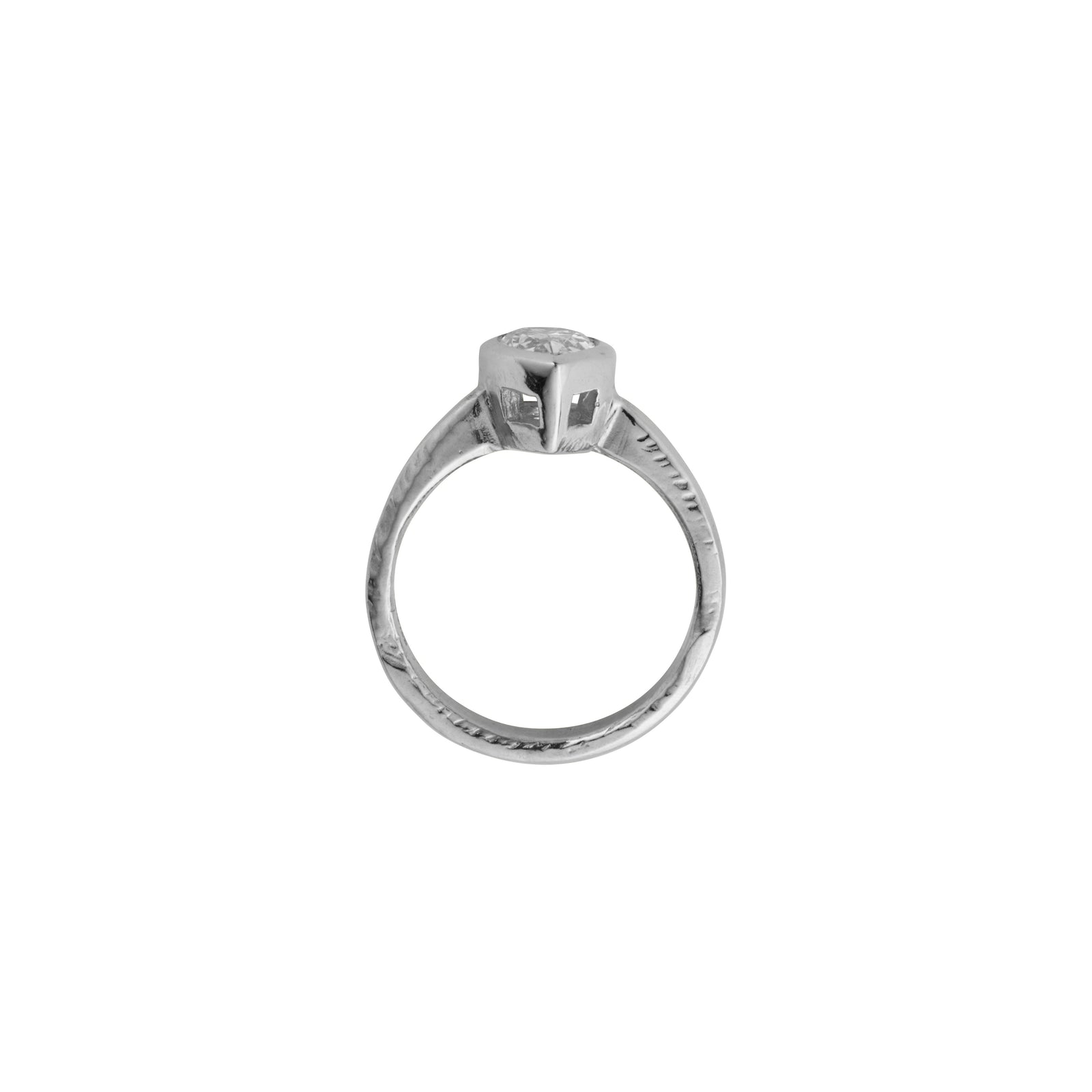 'The Muse' 18ct White Gold Pear 1ct Natural Diamond Bezel Engagement Ring