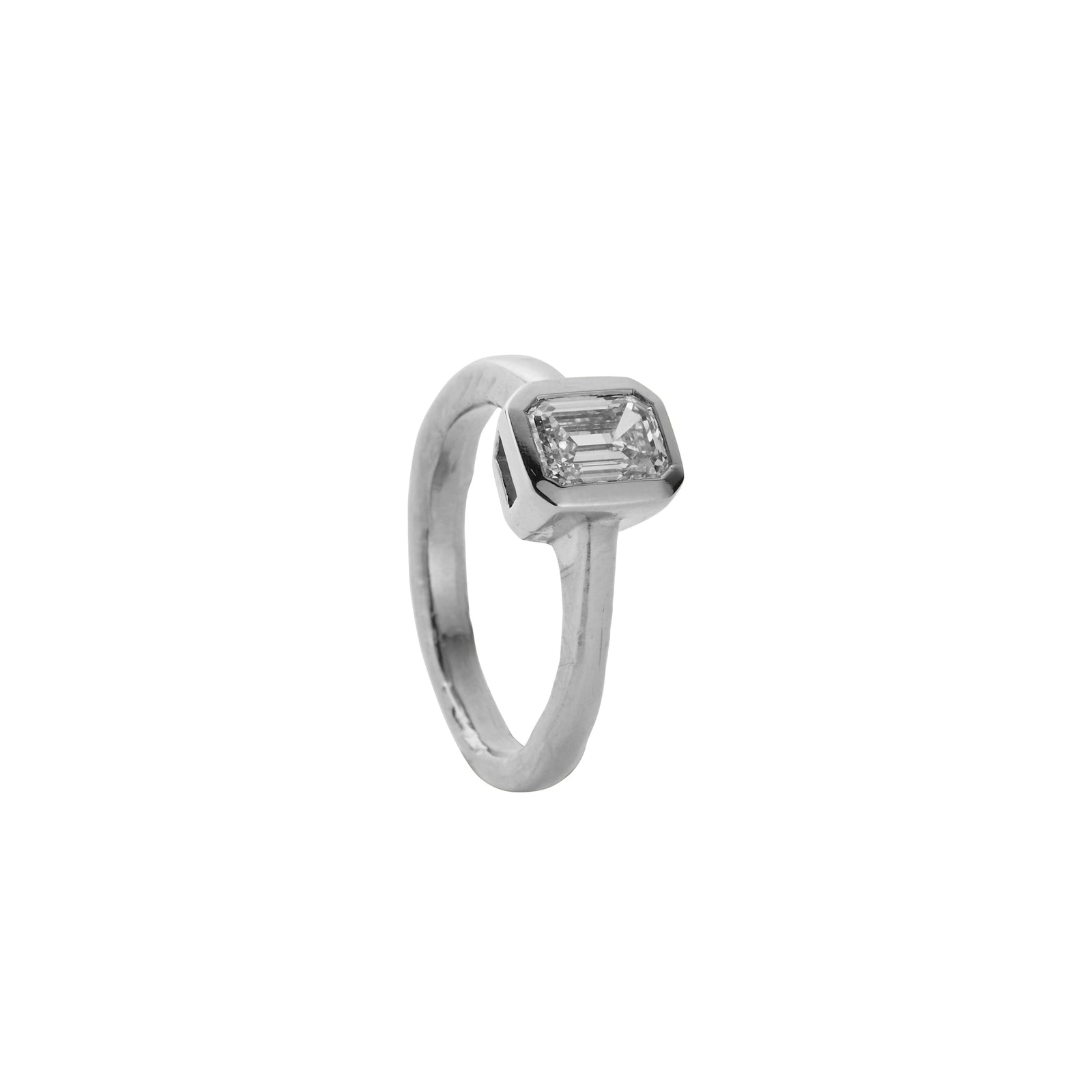 'The Heirloom' 18ct White Gold Emerald 1ct Lab Grown Diamond Bezel Engagement Ring