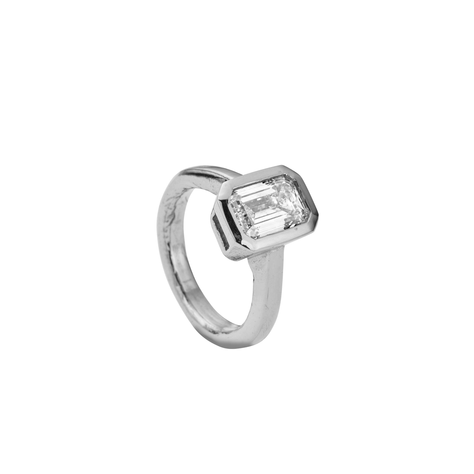 'The Heirloom' 18ct White Gold Emerald 2ct Lab Grown Diamond Bezel Engagement Ring