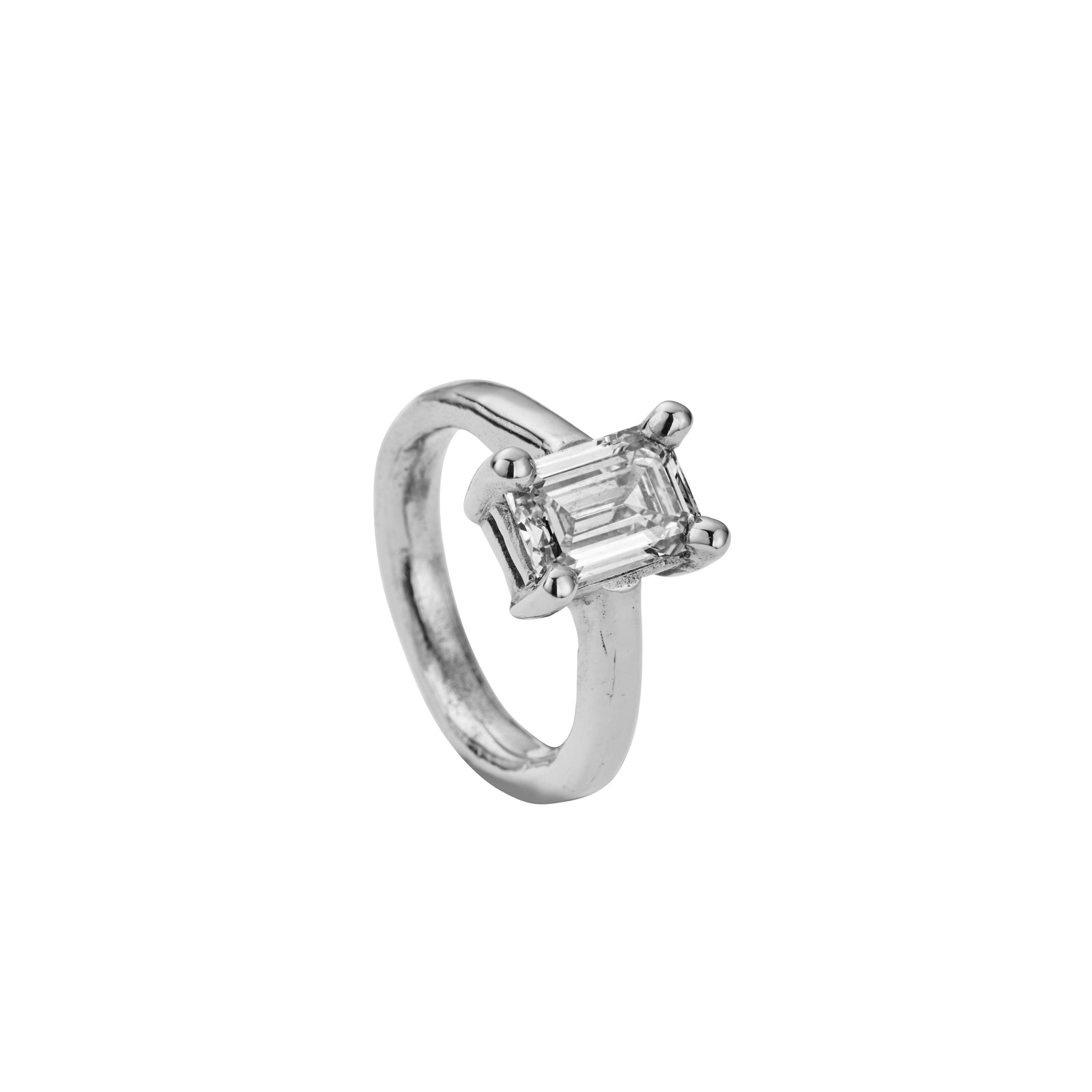 'The Heirloom' 18ct White Gold Emerald 2ct Lab Grown Diamond Claw Engagement Ring