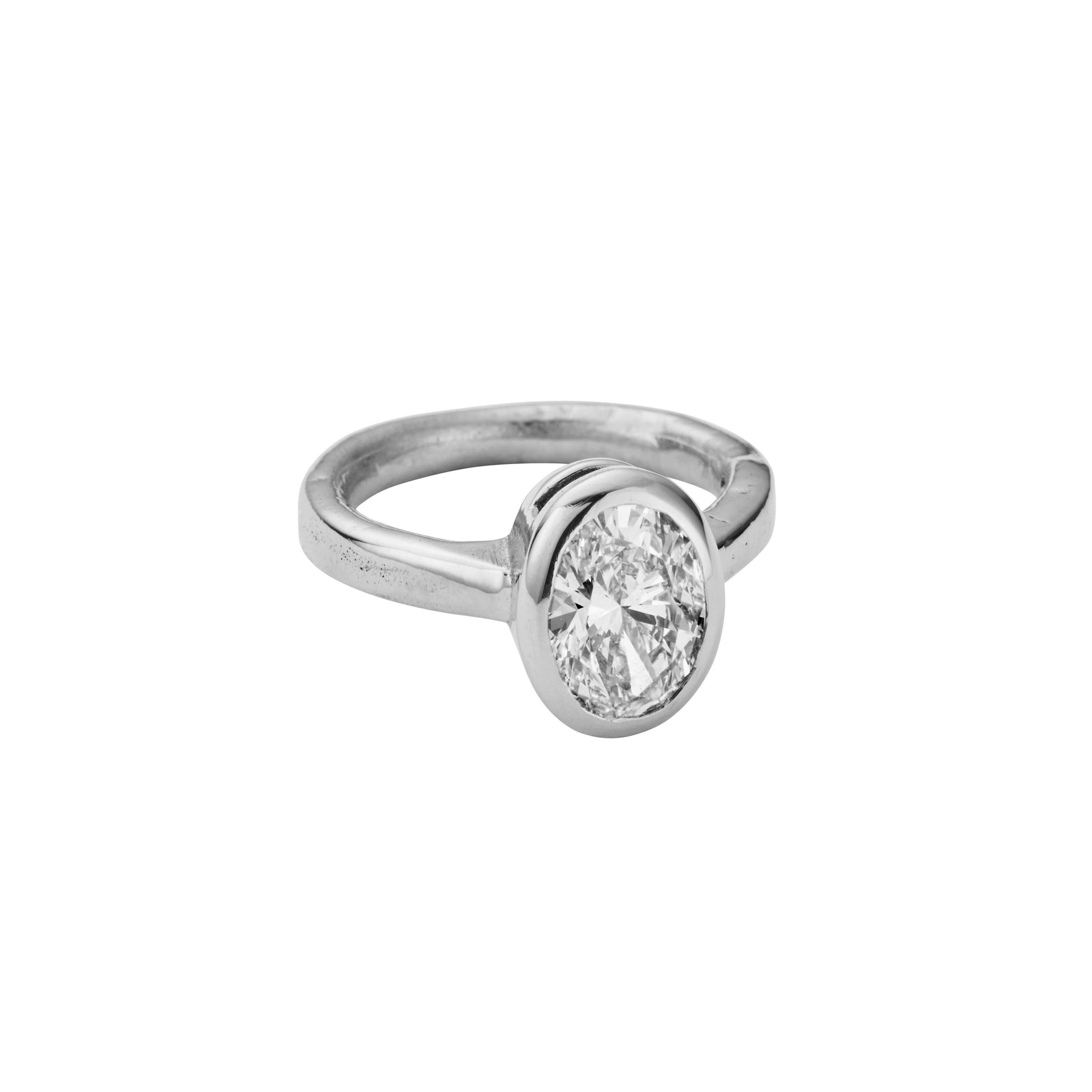'The Story ' 18ct White Gold Oval 2ct Lab Grown Diamond Bezel Engagement Ring