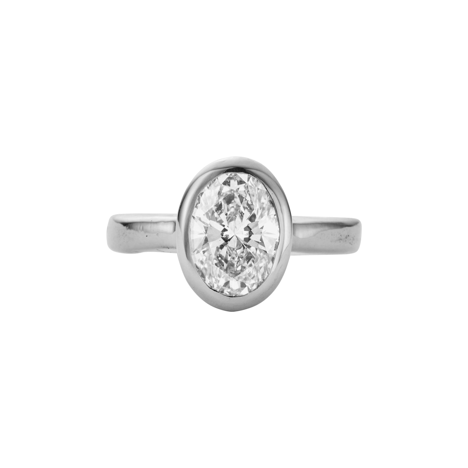 'The Story ' 18ct White Gold Oval 2ct Lab Grown Diamond Bezel Engagement Ring