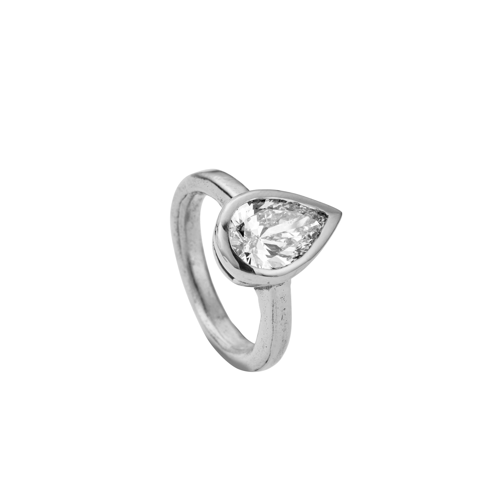 'The Muse' 18ct White Gold Pear 2ct Lab Grown Diamond Bezel Engagement Ring