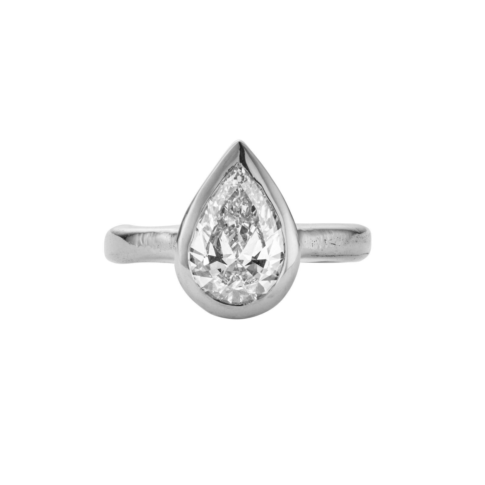 'The Muse' 18ct White Gold Pear 2ct Lab Grown Diamond Bezel Engagement Ring