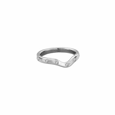 18ct White Gold Wave Wedding Band