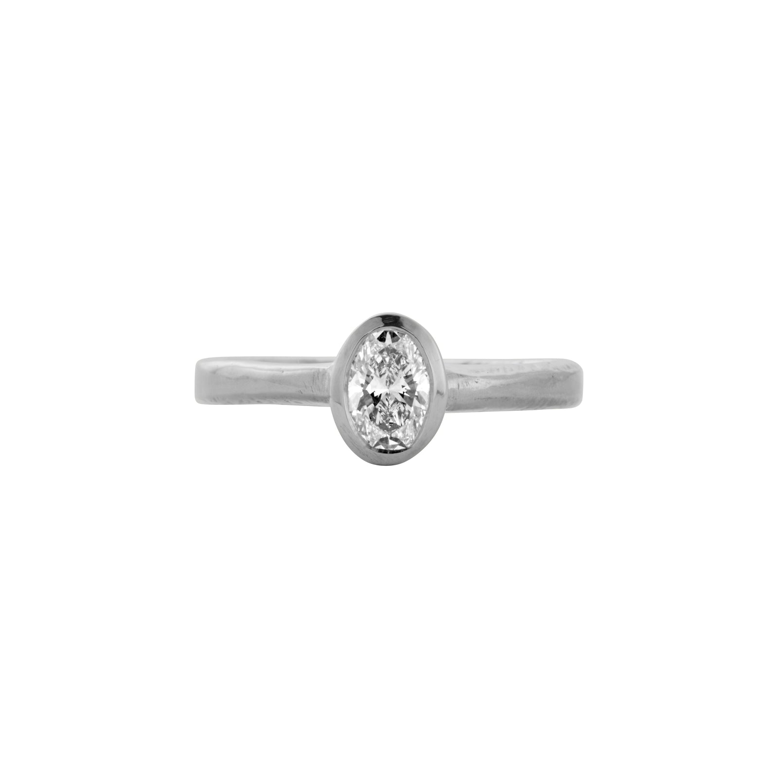 'The Story' 18ct White Gold Oval 0.5ct Lab Grown Diamond Bezel Engagement Ring