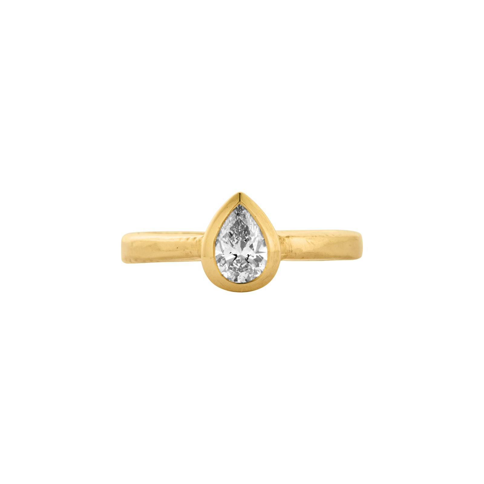 'The Muse' 18ct Gold Pear 0.5ct Lab Grown Diamond Bezel Engagement Ring