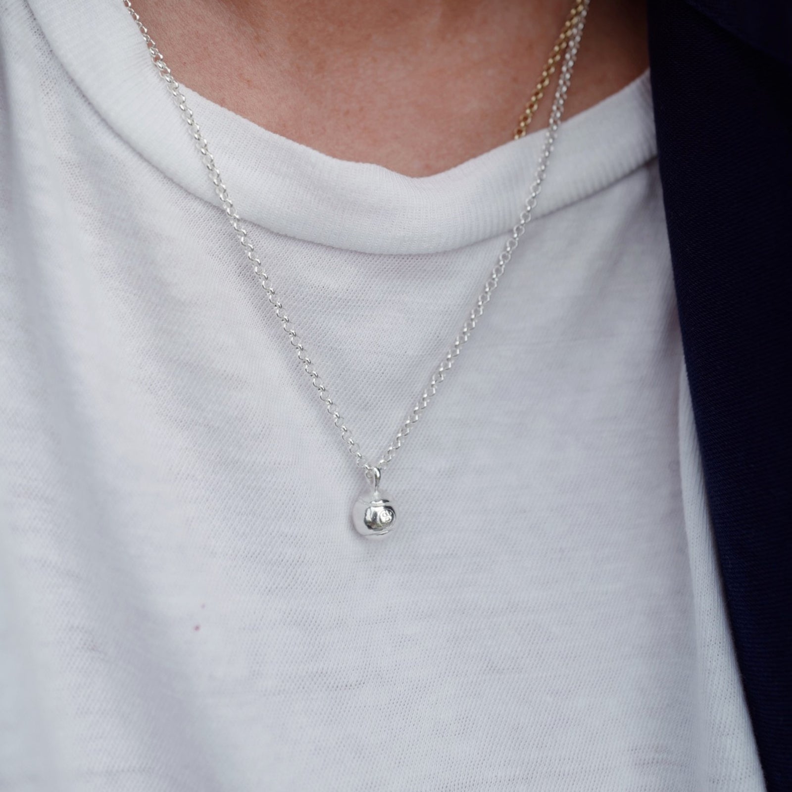 Silver DD Tennis Ball Necklace