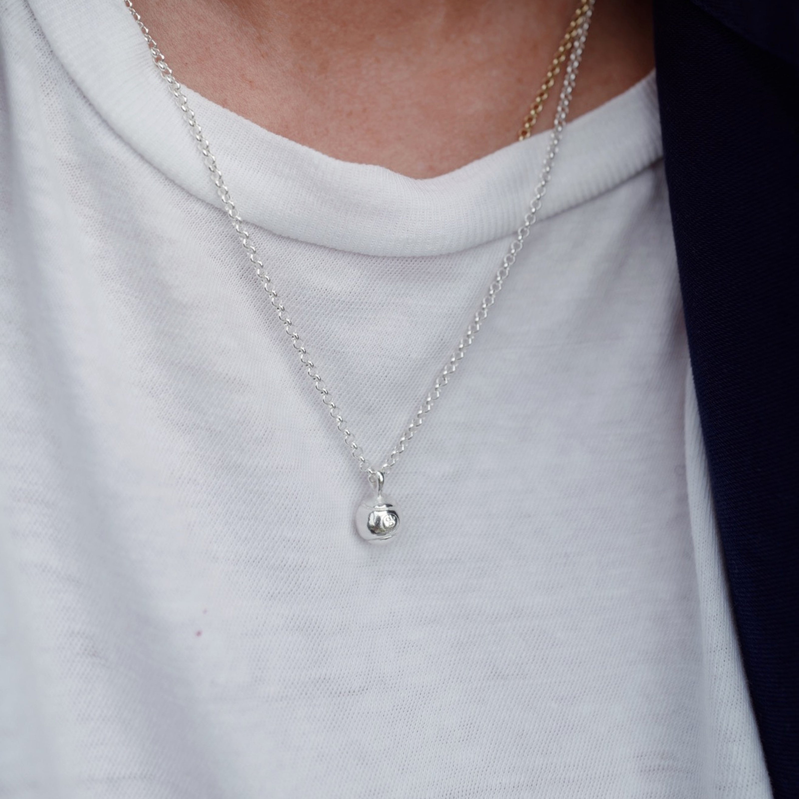 Silver DD Tennis Ball Necklace