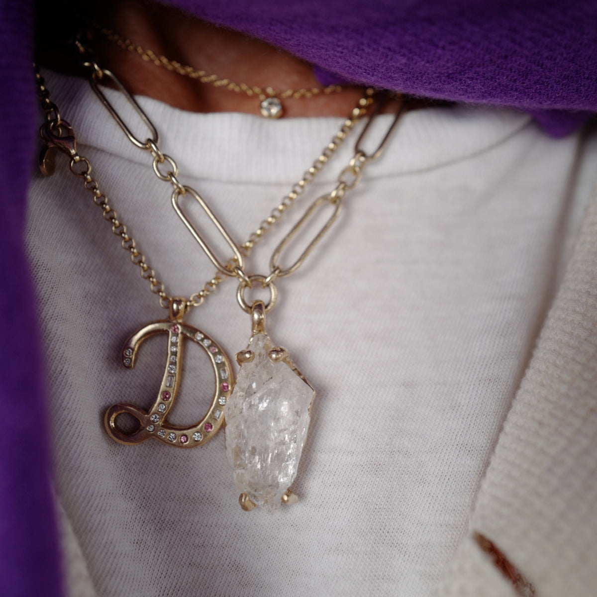 Gold Bespoke Hand Carved Letter Necklace