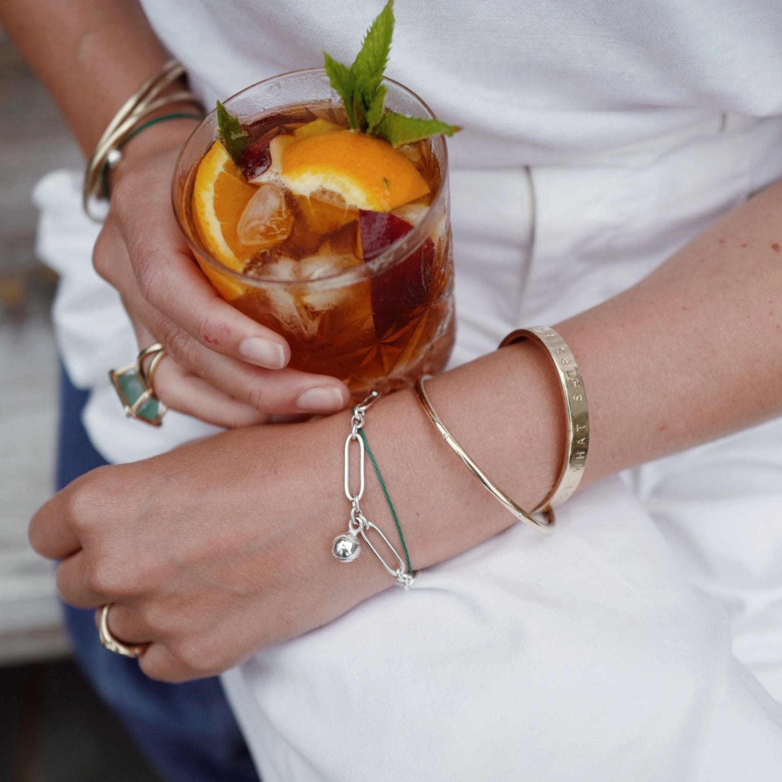 Silver DD Tennis Ball Chain Bracelet