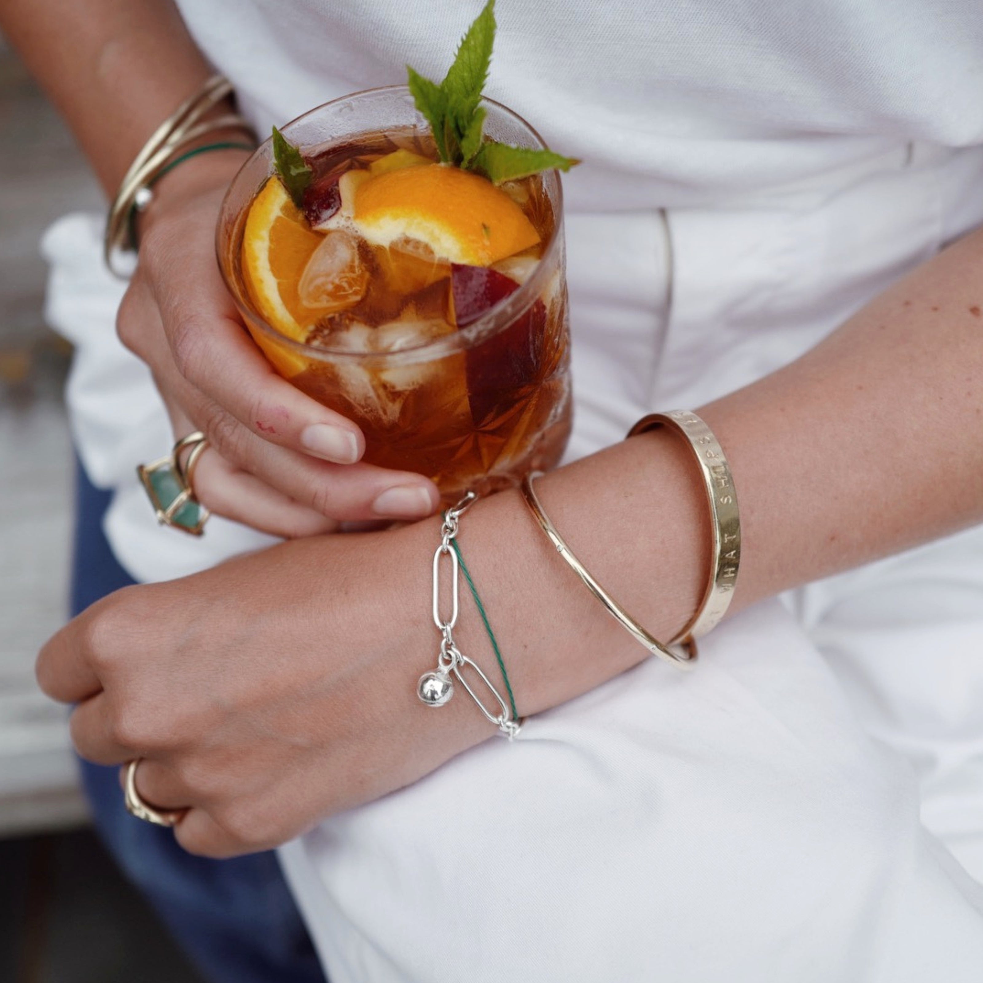Silver DD Tennis Ball Chain Bracelet