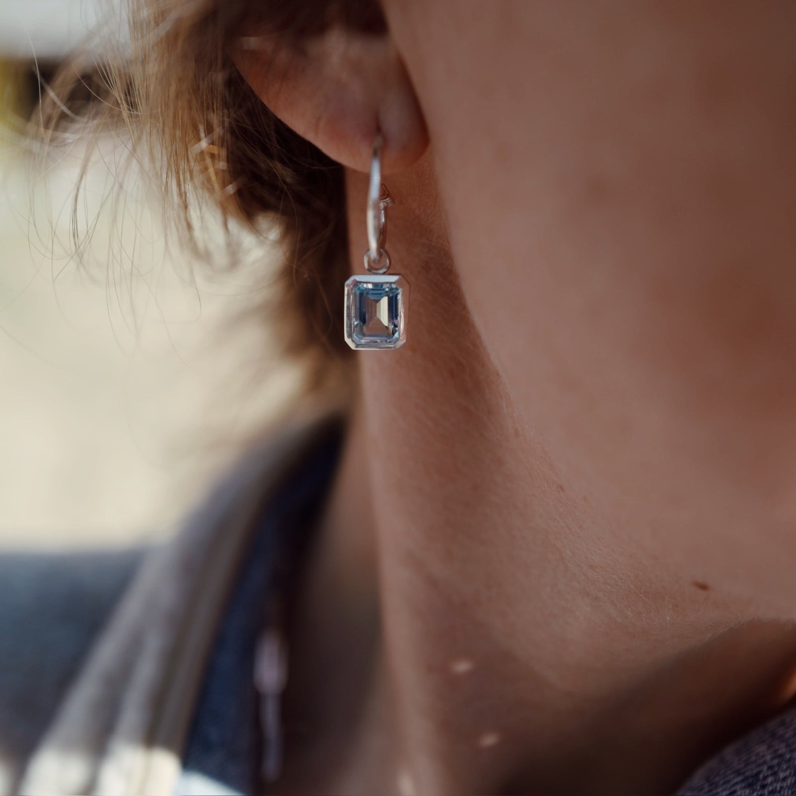 Silver Juno Blue Topaz Earring Charms