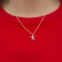 Silver Skier Necklace