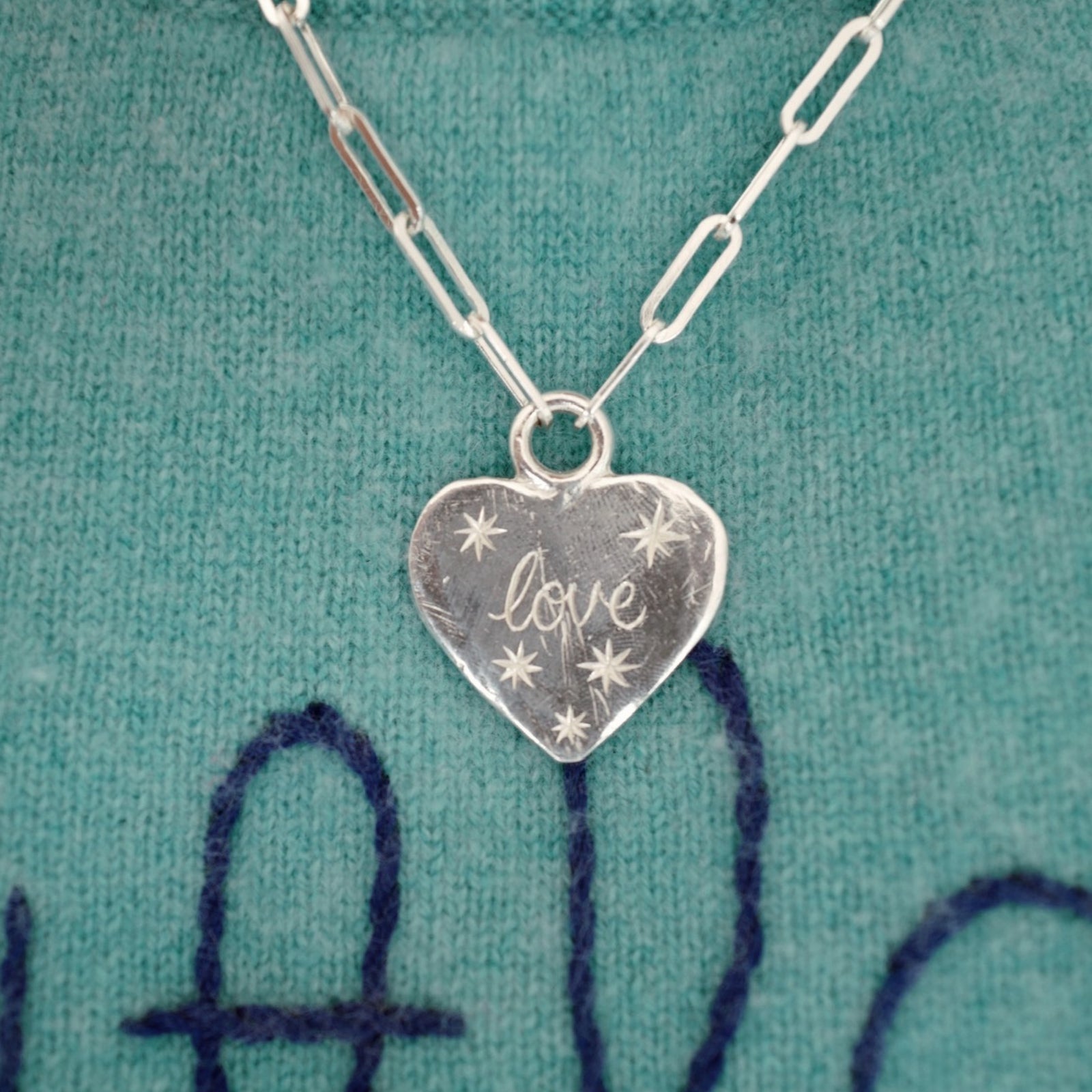 Silver 'Starry Night' Keeper's Heart Trace Chain Necklace