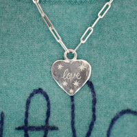 Silver 'Starry Night' Keeper's Heart Trace Chain Necklace