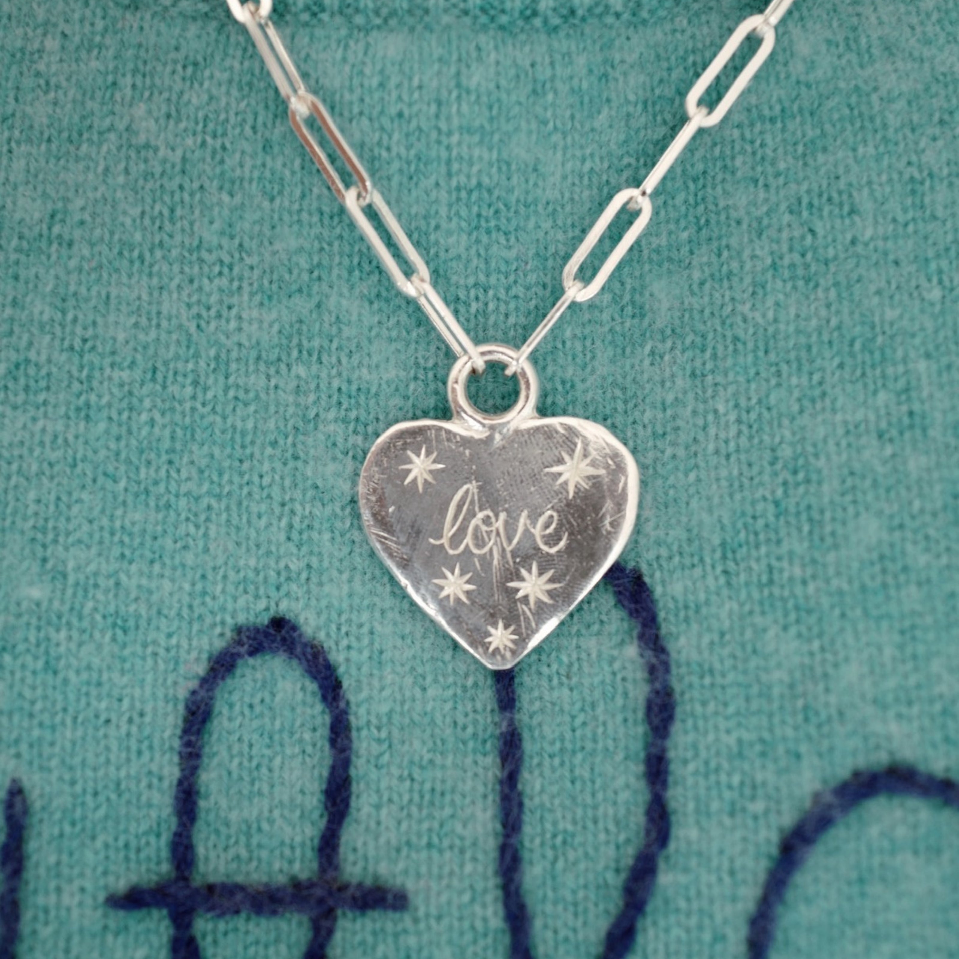 Silver 'Starry Night' Keeper's Heart Trace Chain Necklace