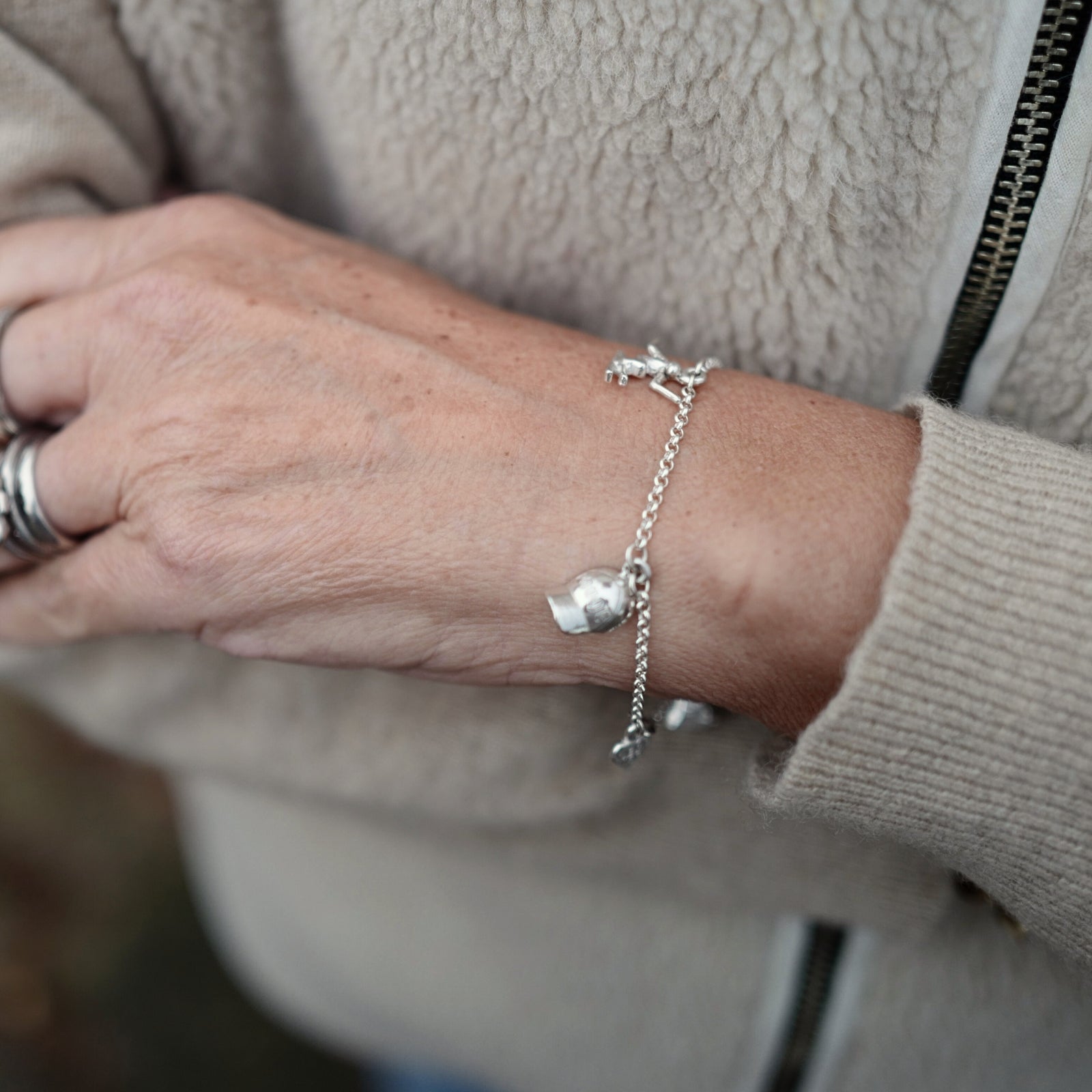 Silver Verbier Charm Bracelet