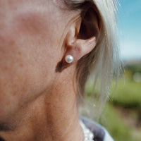 Gold Midi Pearl Stud Earrings