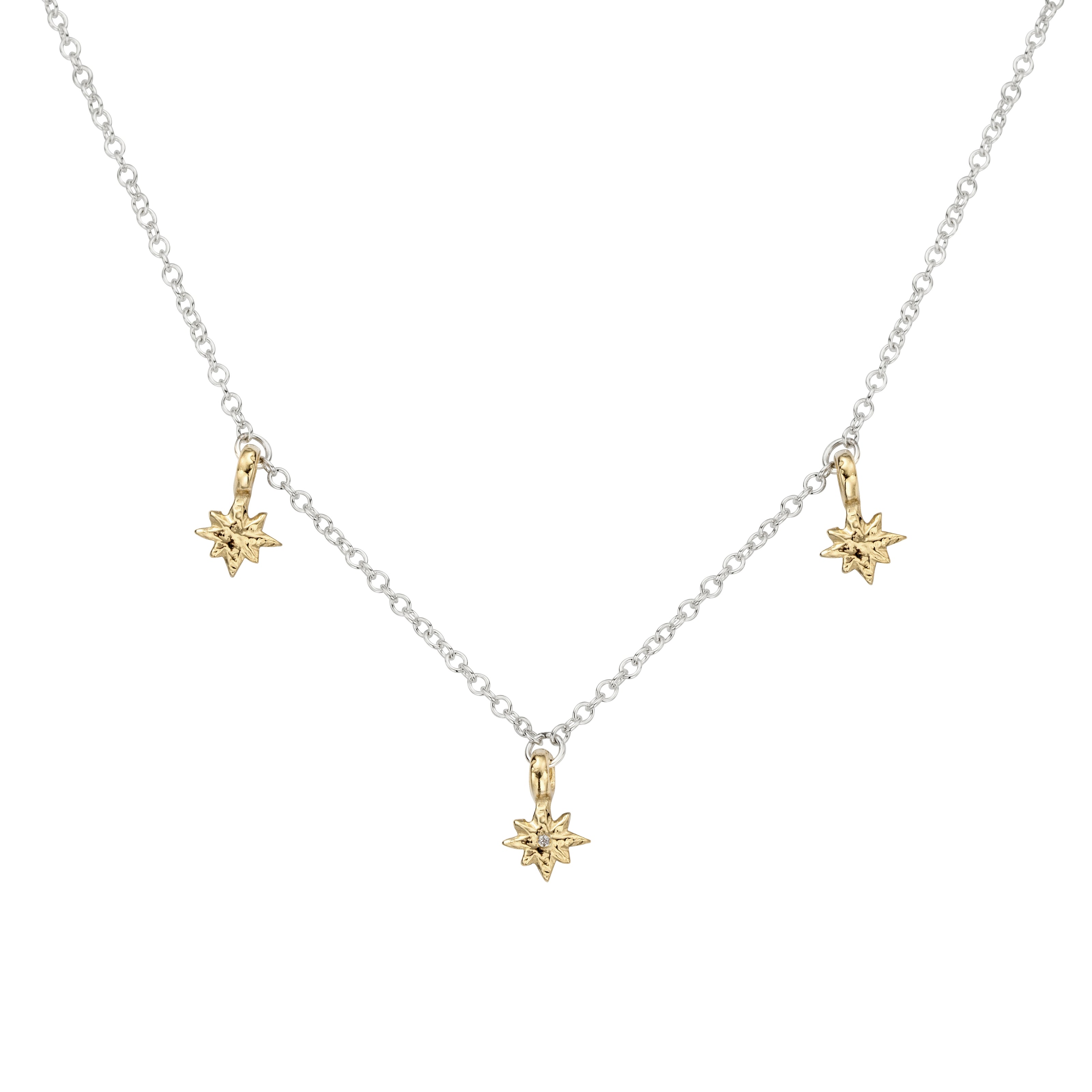 Silver & Gold Trio Baby North Star Necklace