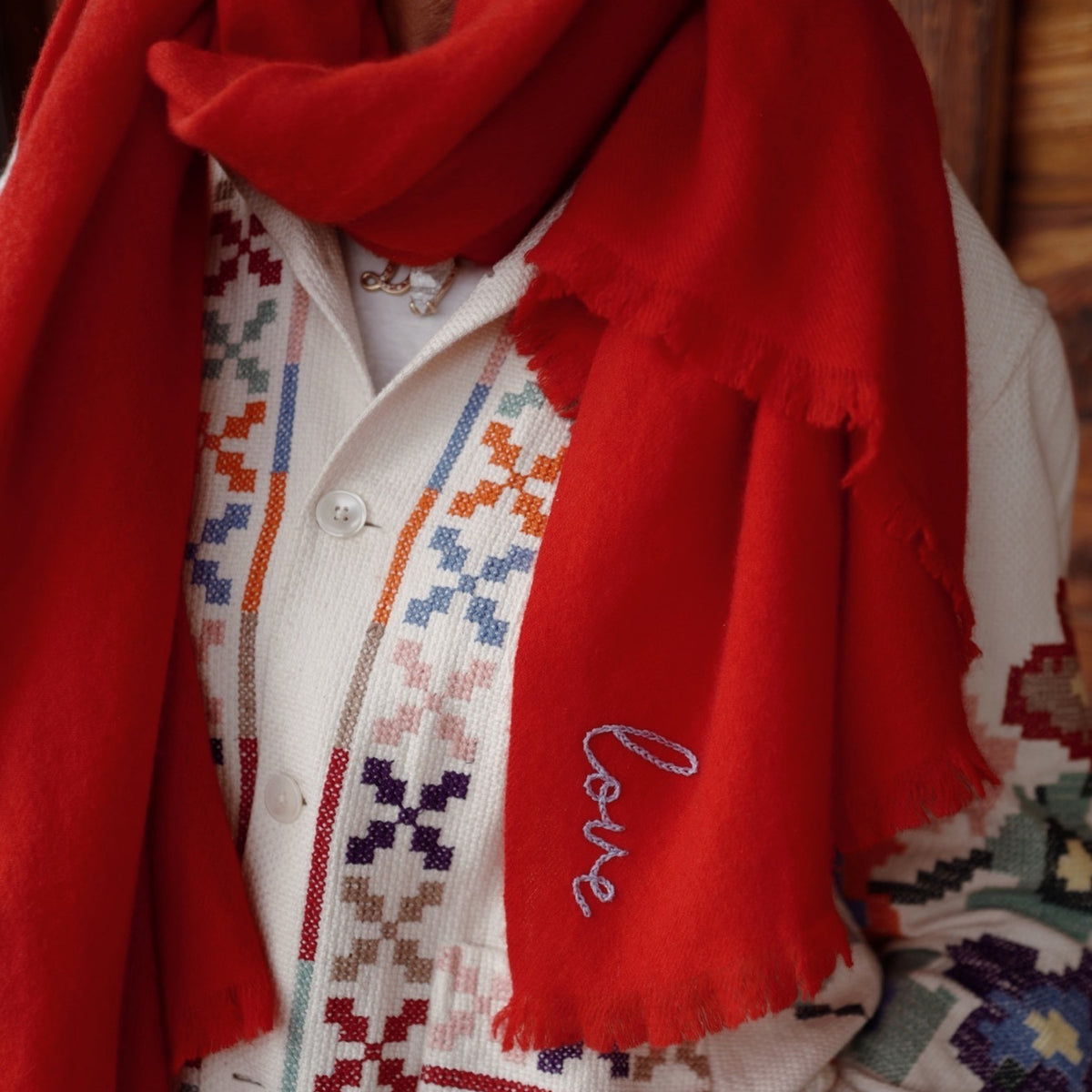 DD Red Cashmere Scarf
