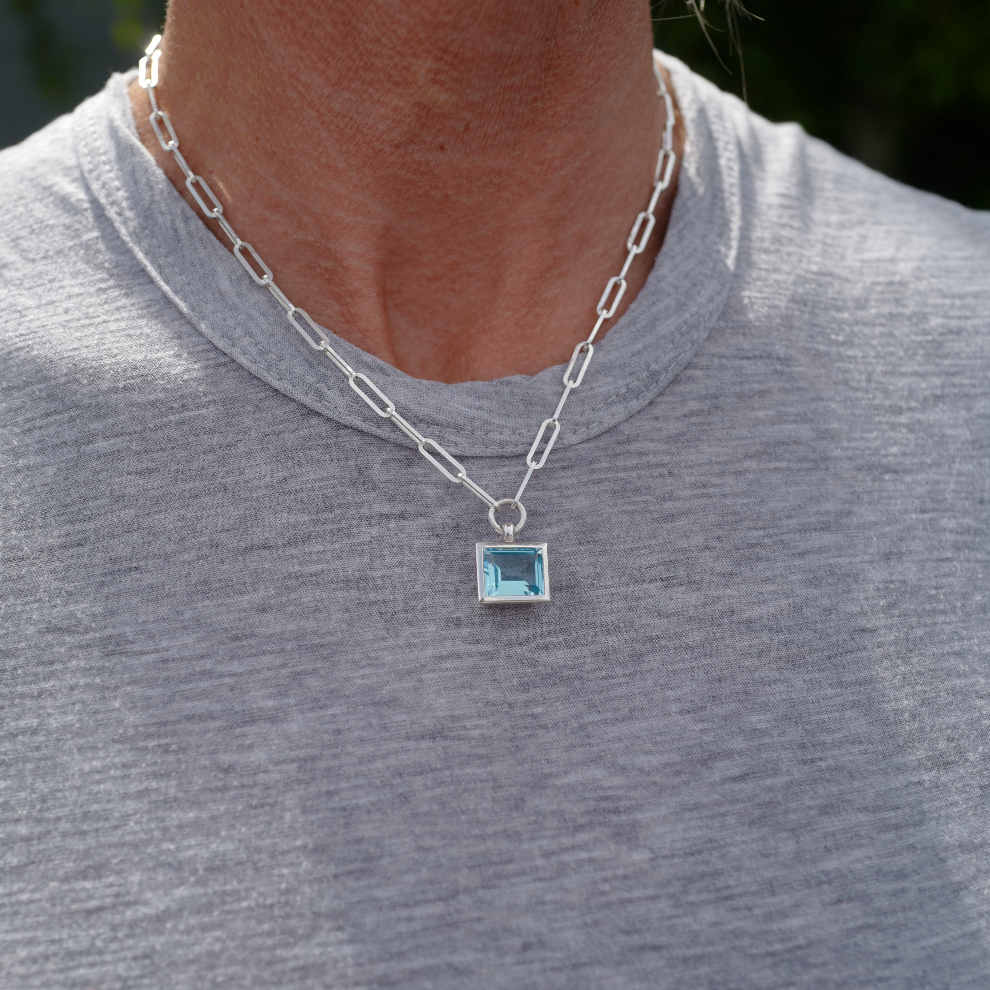 MARIS Silver Blue Topaz Trace Chain Necklace