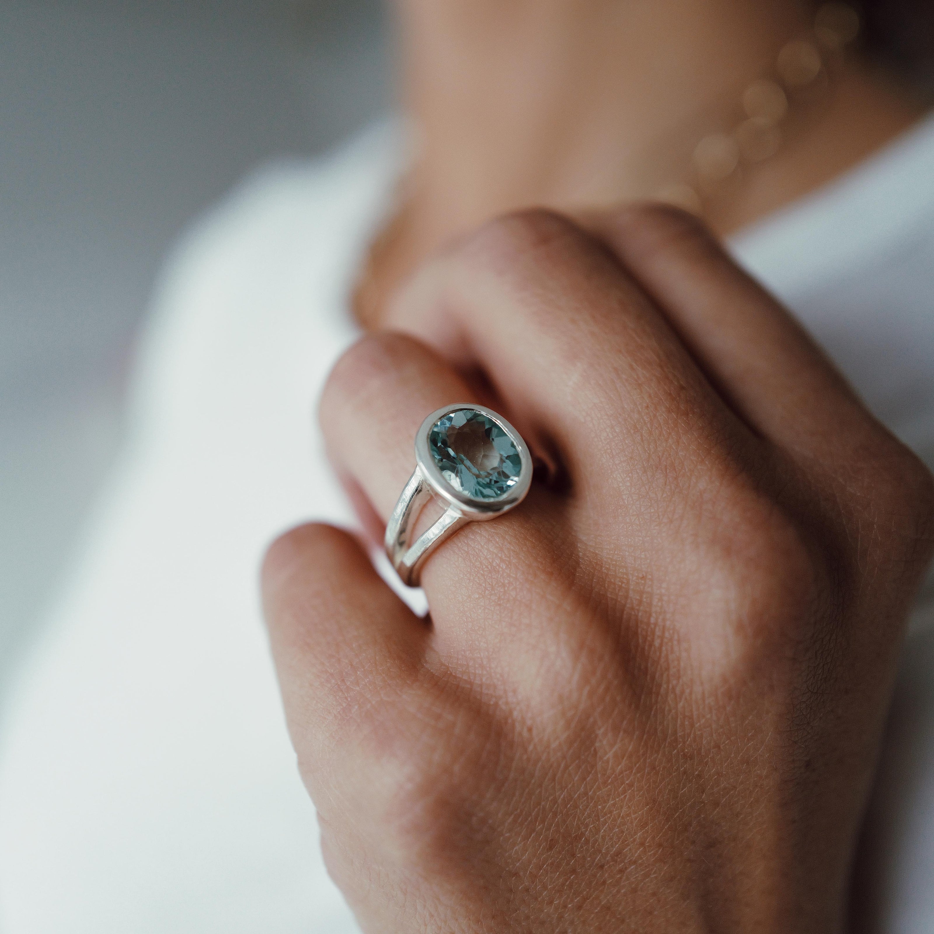 SOSA Silver Zimbaqua Aquamarine Ring