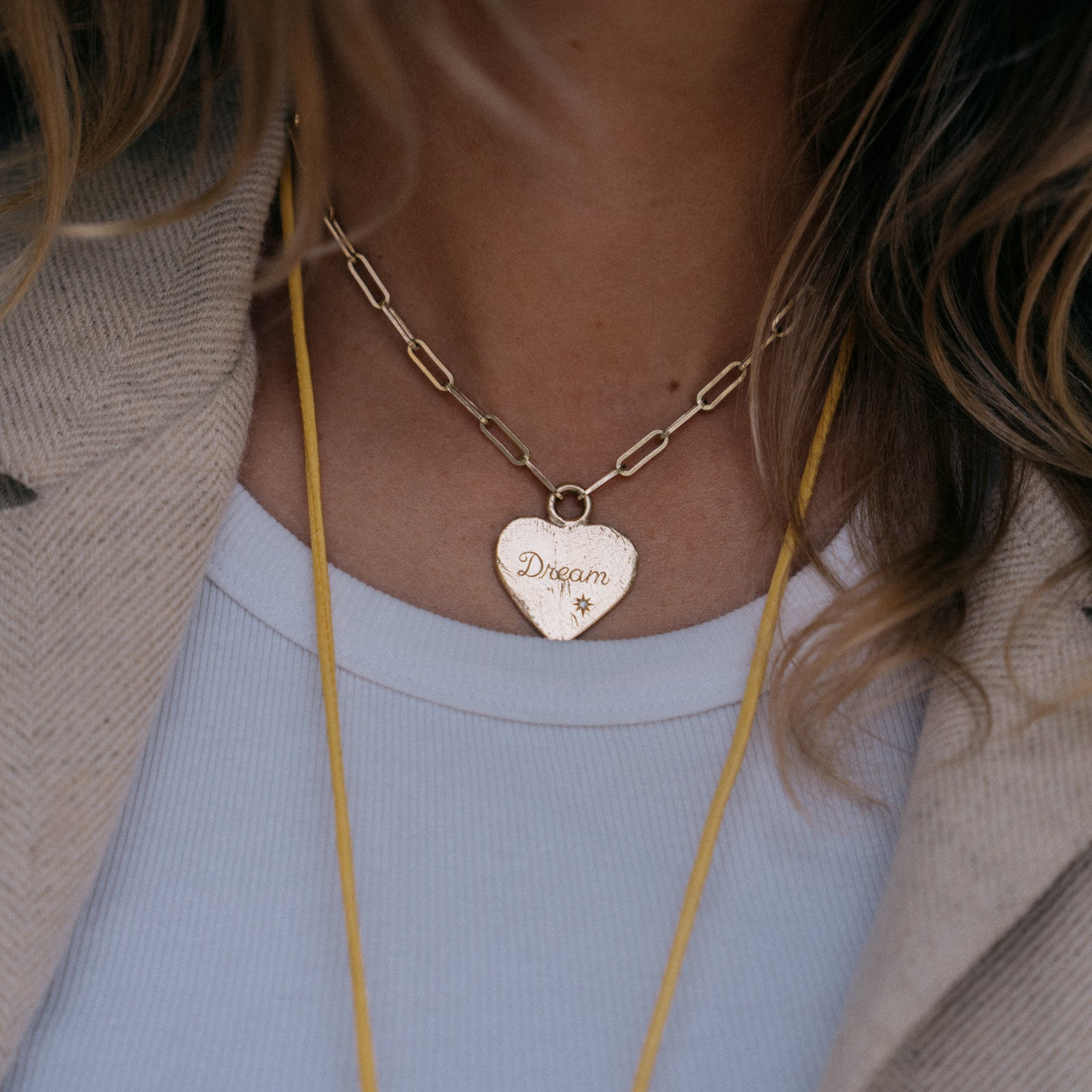 Gold Diamond Midnight Keeper's Heart Trace Chain Necklace
