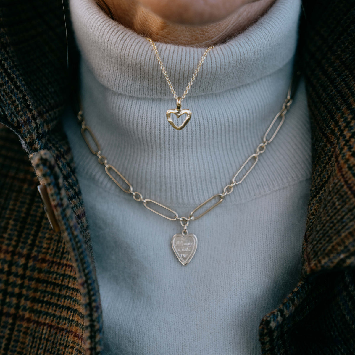 Gold Mini Open Heart Necklace