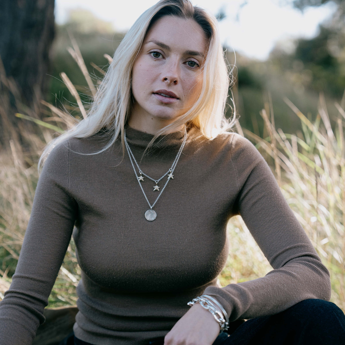Silver Large Moon Necklace