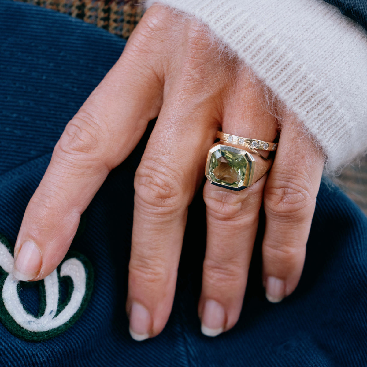 GOLDINE Gold Green Tourmaline Ring