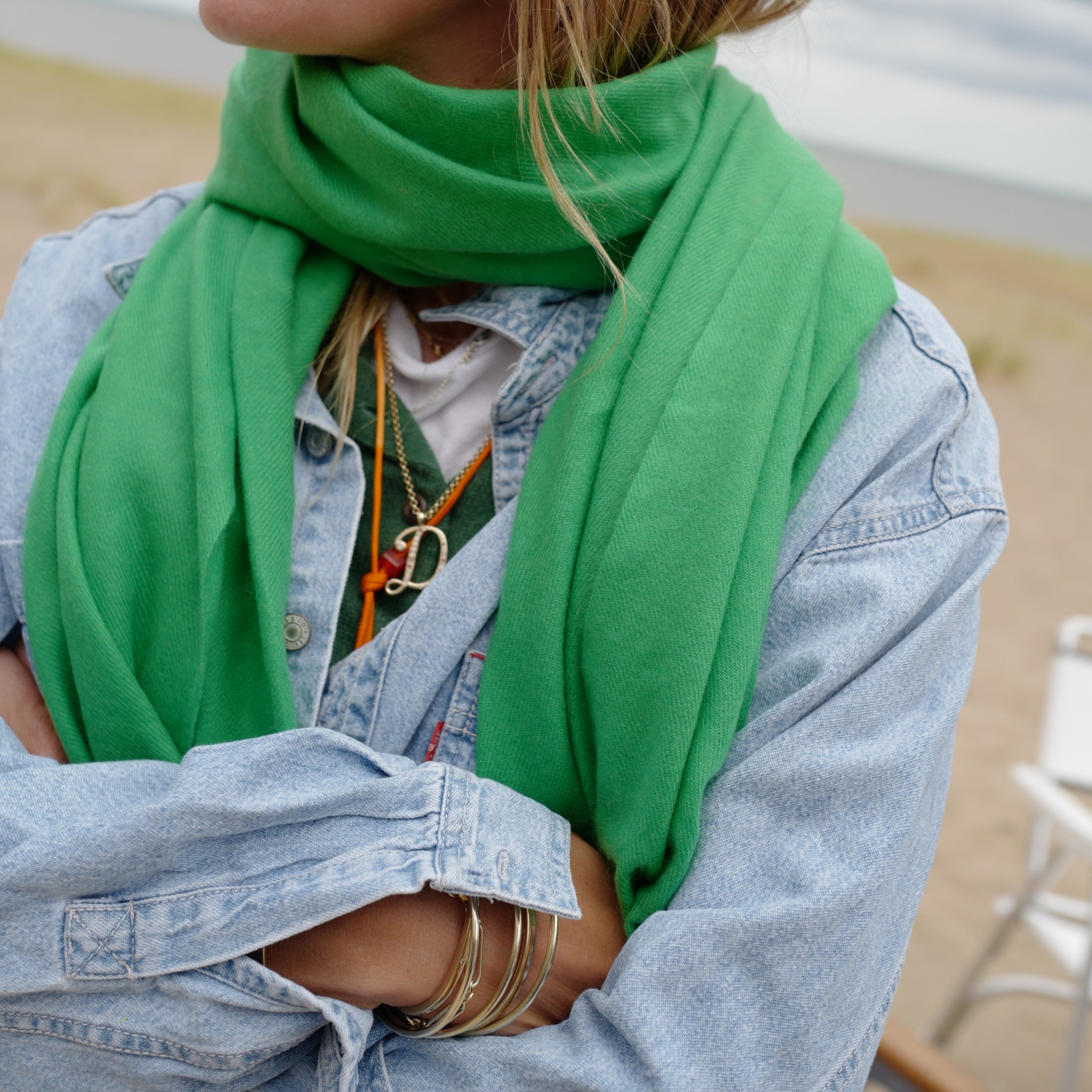 DD Green Cashmere Scarf
