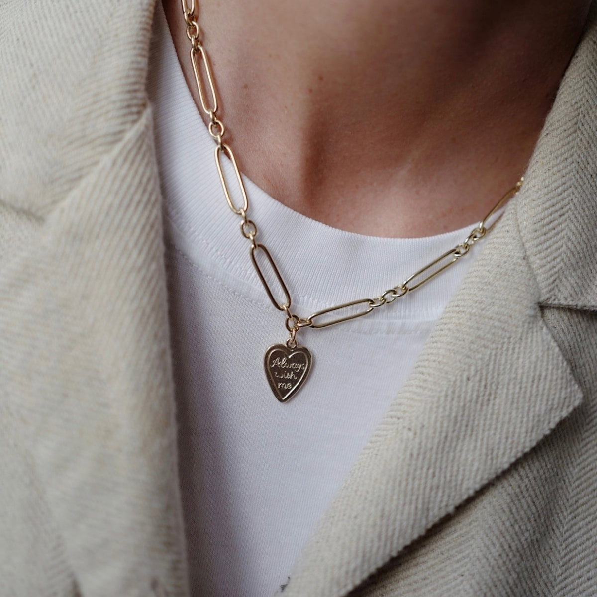 Gold 'Always With Me' Heart Token Necklace