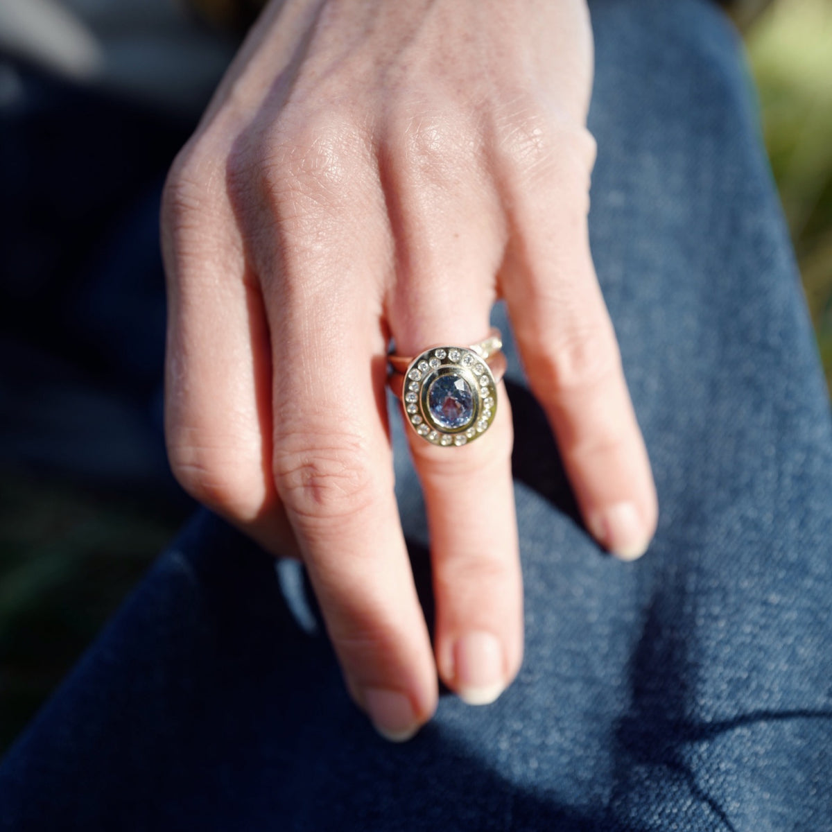 AZURAE Gold Blue Sapphire & Diamond Ring