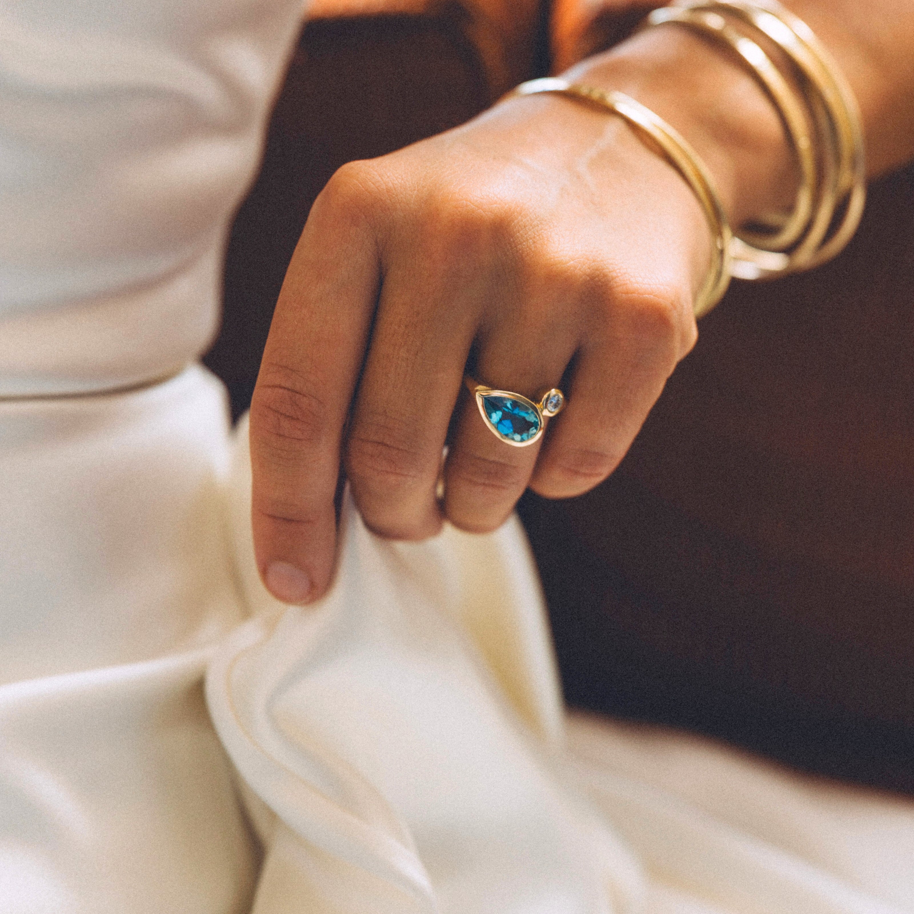 LIVIE Gold Aquamarine & Diamond Ring