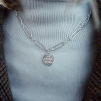 Silver 'The Journey Begins' Heart Token Necklace