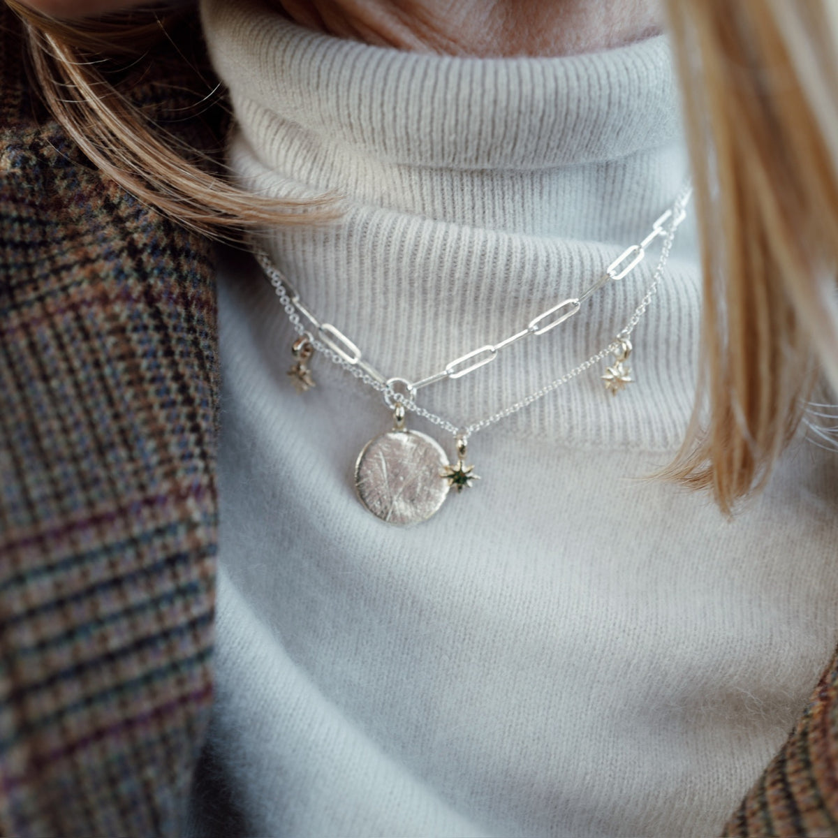Silver & Gold Trio Baby North Star Necklace