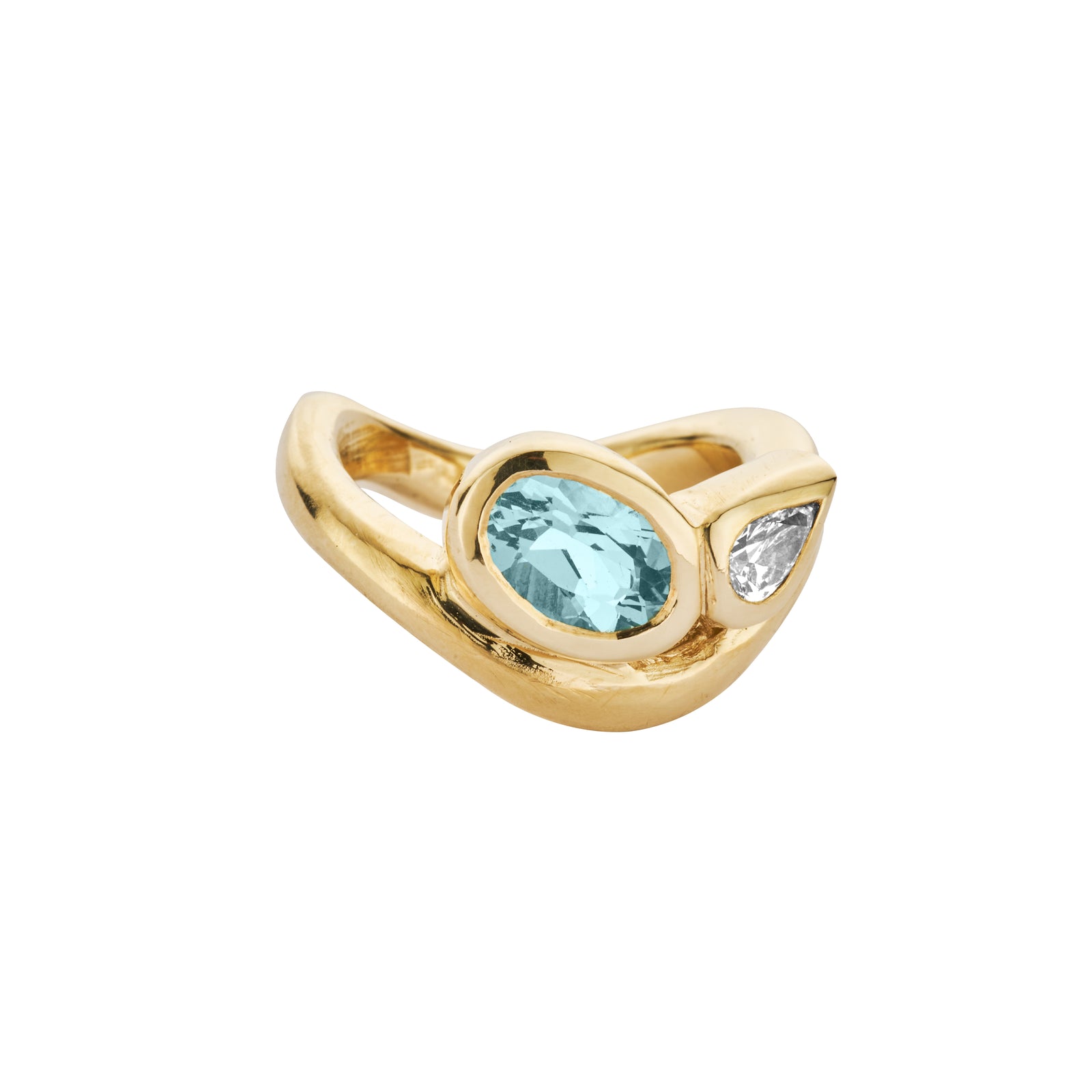 GALI Gold Zimbaqua Aquamarine & Diamond Ring