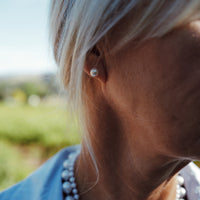 Silver Midi Pearl Stud Earrings