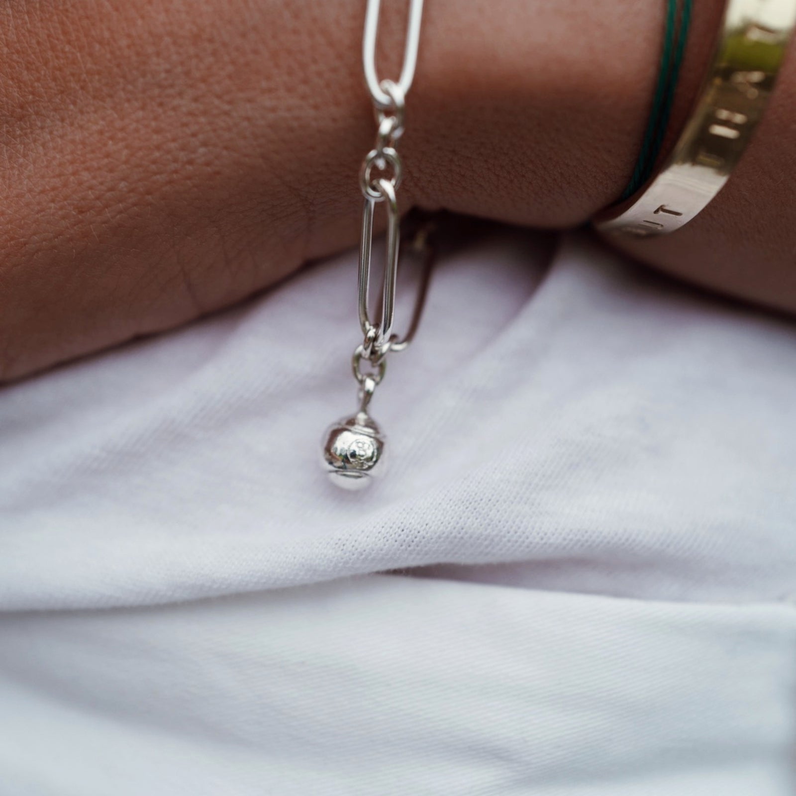 Silver DD Tennis Ball Chain Bracelet