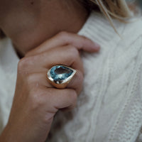 AALTO Gold Aquamarine Pear Signet Ring