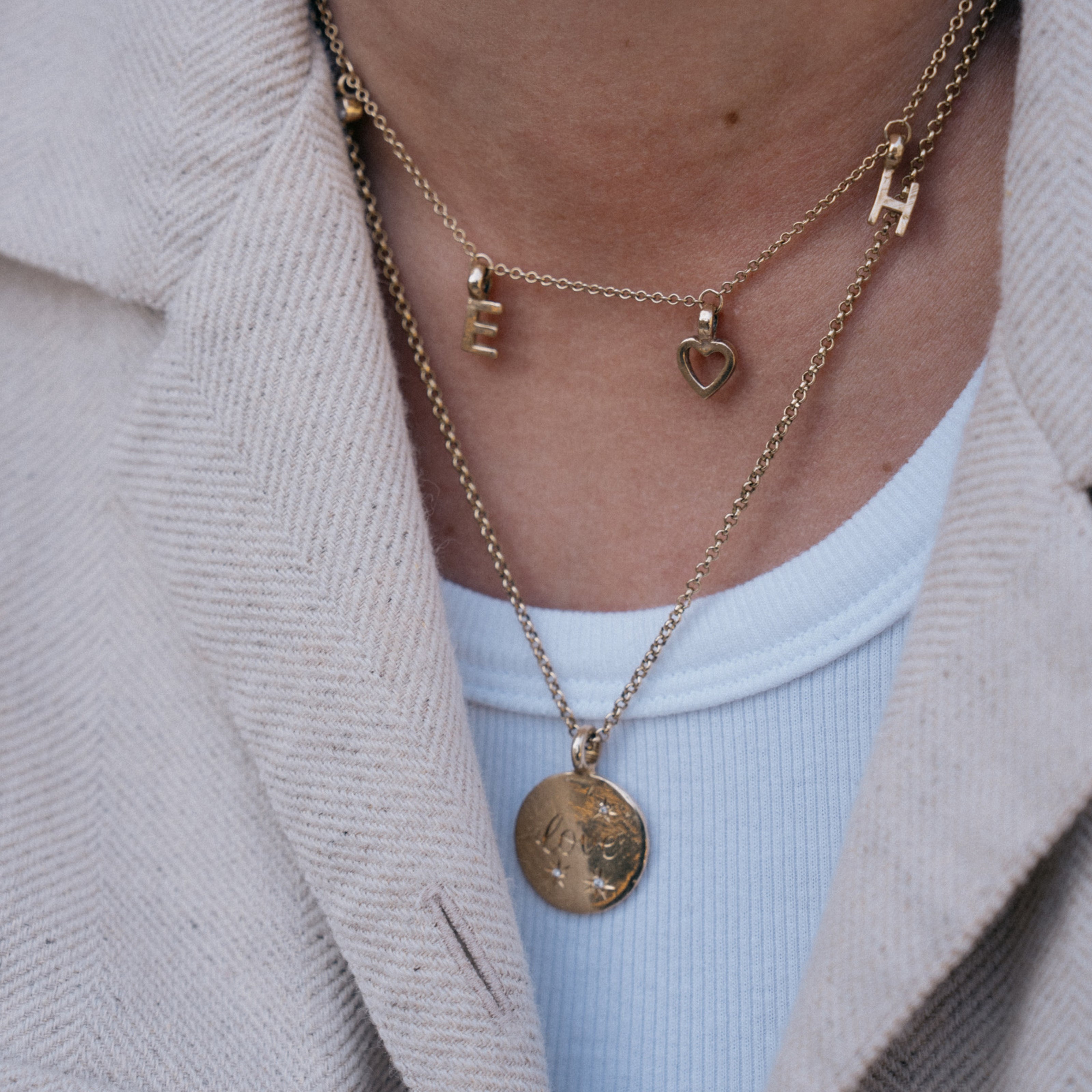 Gold Trio Diamond Midnight Moon Necklace