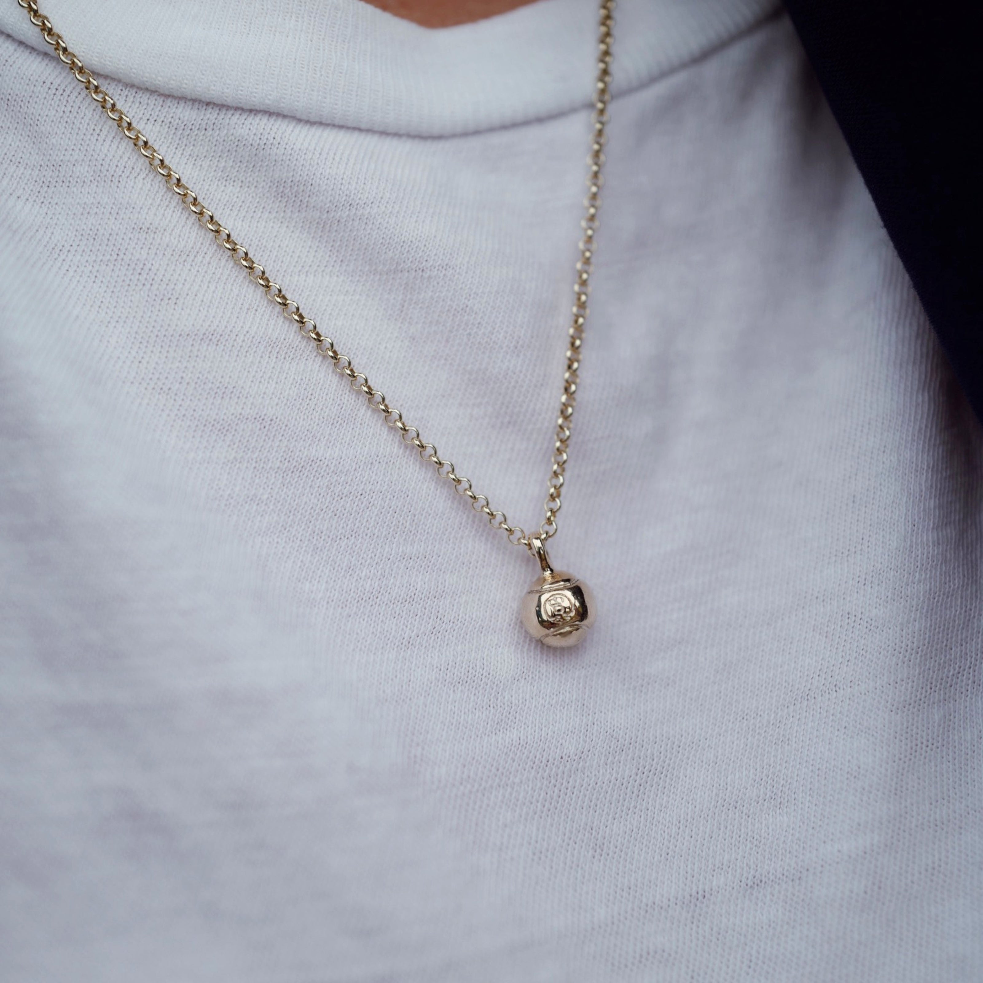 Gold DD Tennis Ball Necklace