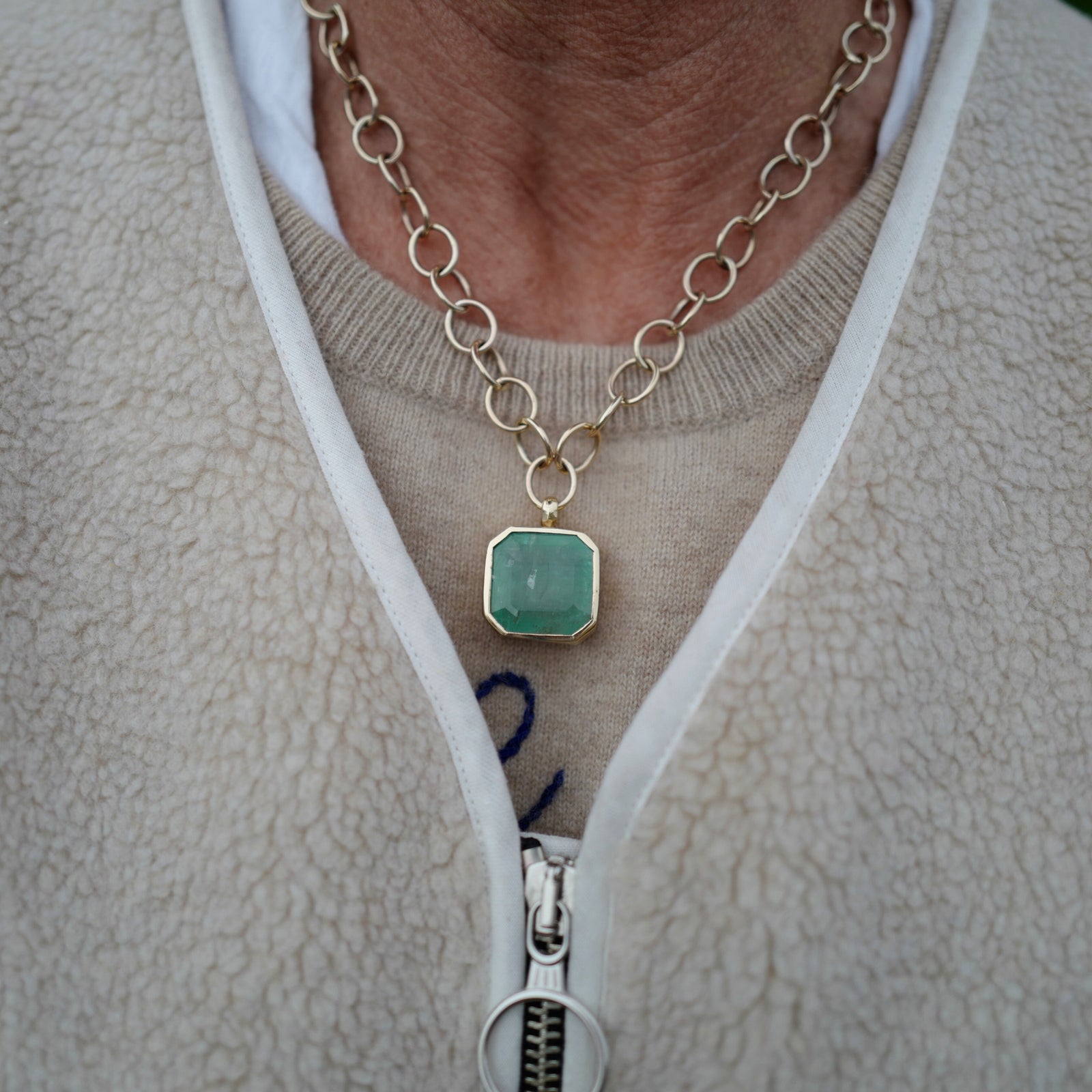 ELPIDA Gold Emerald Necklace