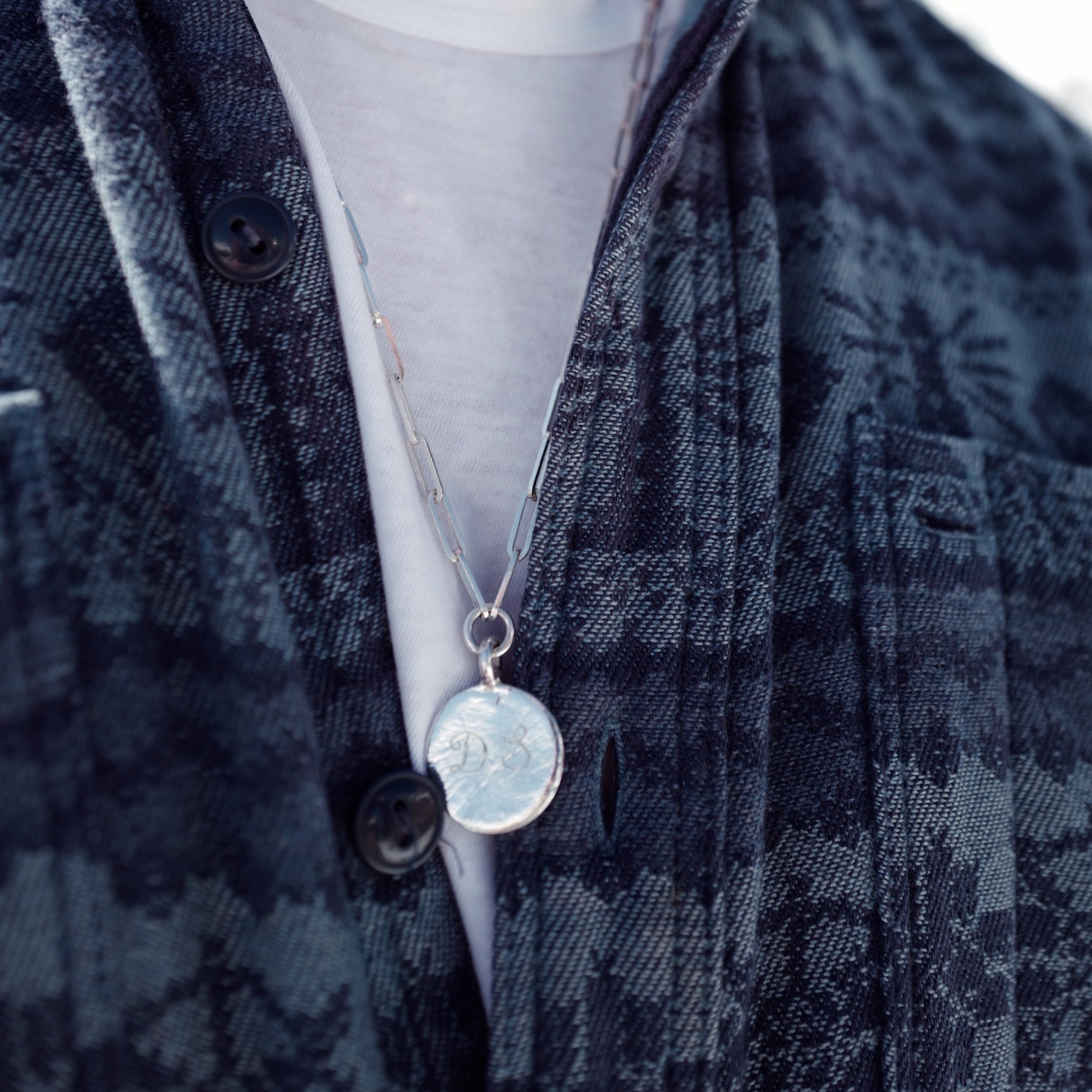 Silver Large Moon Trace Chain Necklace